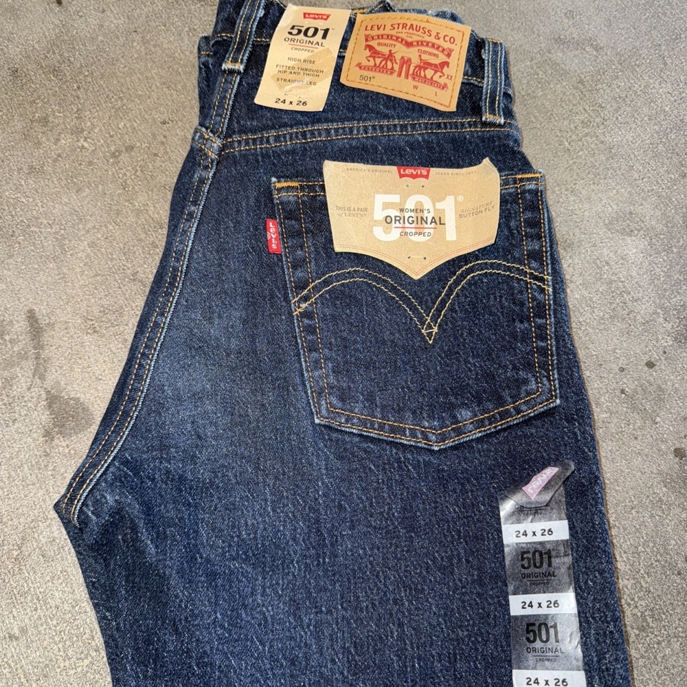 NWT Levis Women's 501 Crop Salsa Jeans Denim Pants Blue (Size W24x26)
